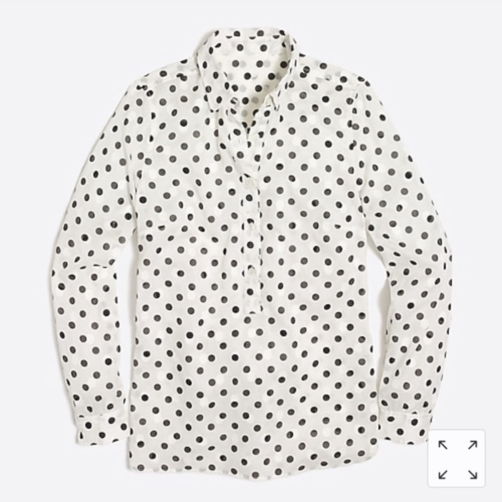 J Crew Factory Jacquard Polka Dot Blouse